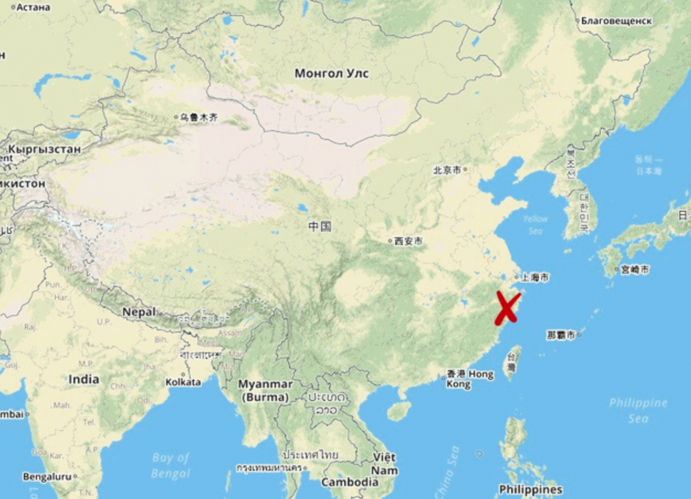 Branden bröt ut i Ninghai i provinsen Zhejiang.