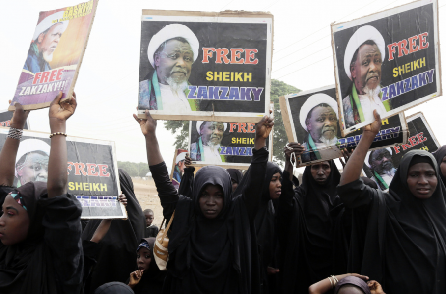 Foto: Sunday Alamba/AP/TTEn shiamuslimsk demonstration i staden Cikatsere i Nigeria till stöd för den fängslade IMN-ledaren Ibrahim Zakzaky.