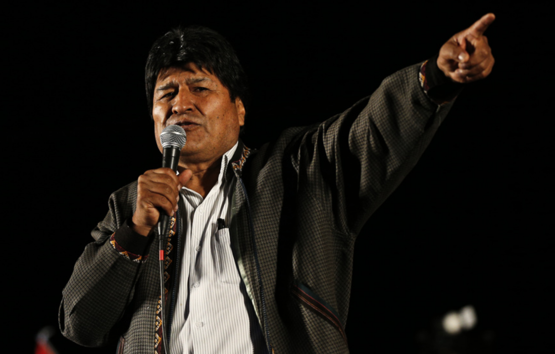 Evo Morales vid sin valdemonstration på måndagen.