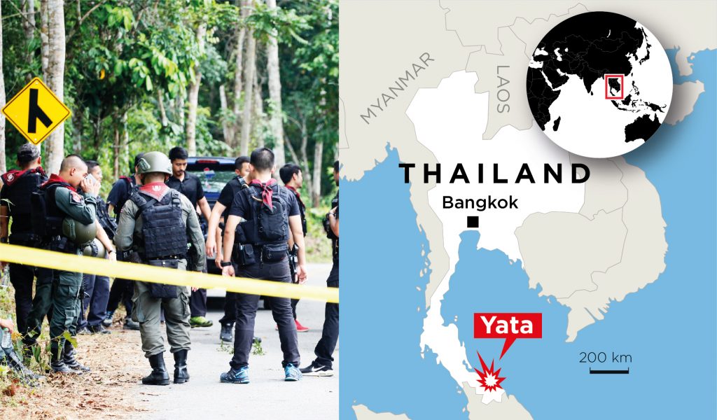 En polis och flera bybor dödades i attacken i södra Thailand.
