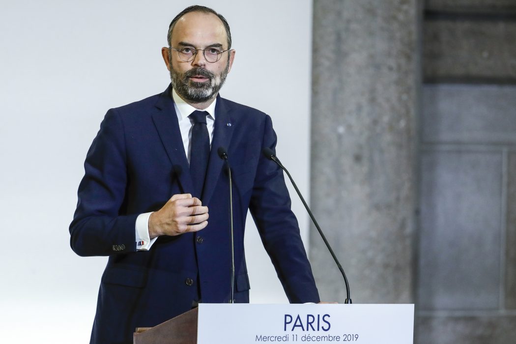 Frankrikes premiärminister Édouard Philippe under sitt tal på onsdagen då han presenterade regeringens förslag till pensionsreformer.
