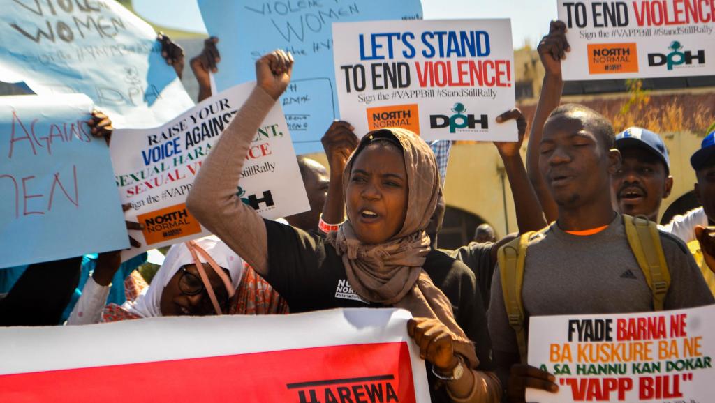 Demonstration mot sexuella övergrepp i Kano, Nigeria, 25 november.