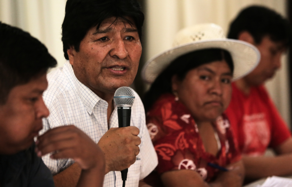 Evo Morales under mötet när han presenterade partiet Mas presidentkandidat.