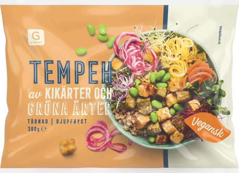 Tempeh brukar bestå av fermenterade sojabönor.