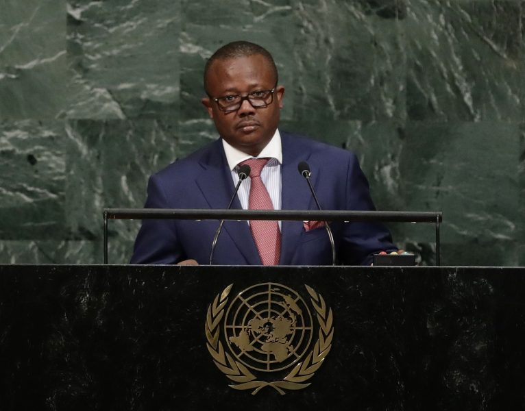Umaro Cissoko Embaló när han 2017, då som premiärminister i Guinea-Bissau, talade för FN:s generalförsamling.
