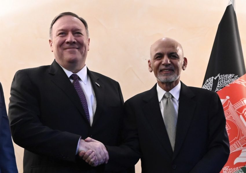 USA:s utrikesminister Mike Pompeo och Afghanistans president Ashraf Ghani under säkerhetskonferensen i München förra veckan.