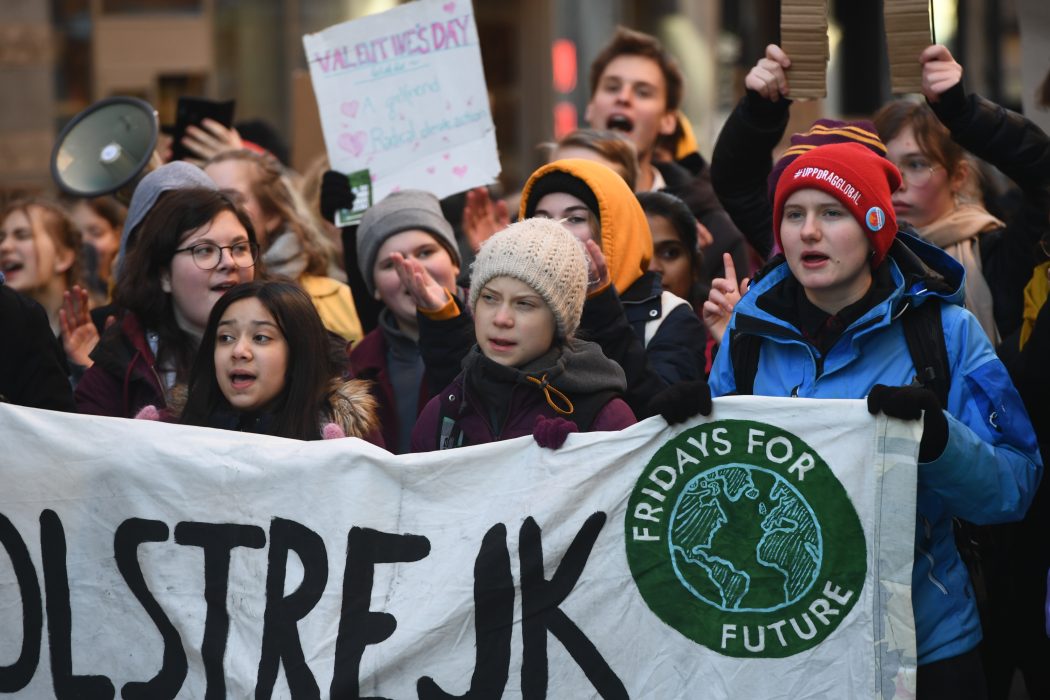 Greta Thunberg på Mynttorget i Stockholm den 14 februari.