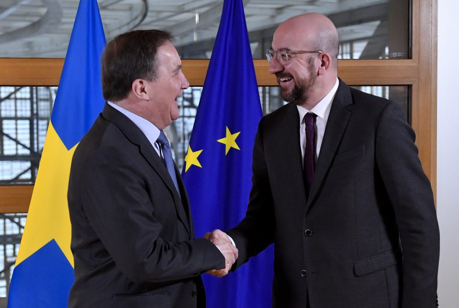 Statsminister Stefan Löfven (S) träffar EU:s permanente rådsordförande Charles Michel.