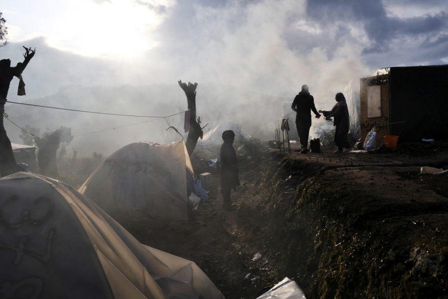Moria på Lesbos den 28 januari – här lever över 20 000 flyktingar, de allra flesta i tält.