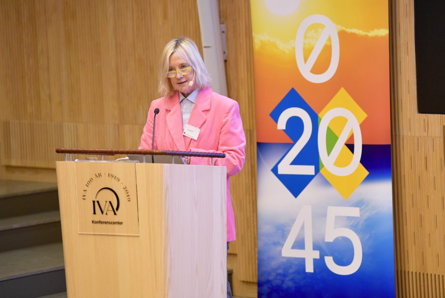 Ingrid Bonde, ordförande i Klimatpolitiska rådet, presenterar sin årliga rapport om regeringens klimatpolitiska handlingsplan och dess samlade politik vid en pressträff i Stockholm.