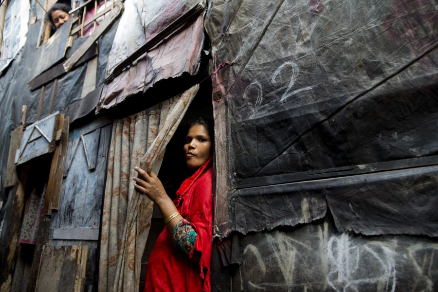 Rohingya-kvinna i flyktingläger i New Delhi.