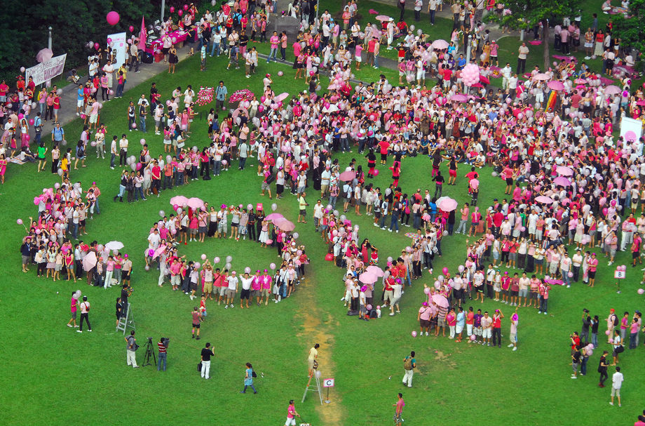 Bild från Singapores första större protestmarsch för hbtq-rättigheter 2009.