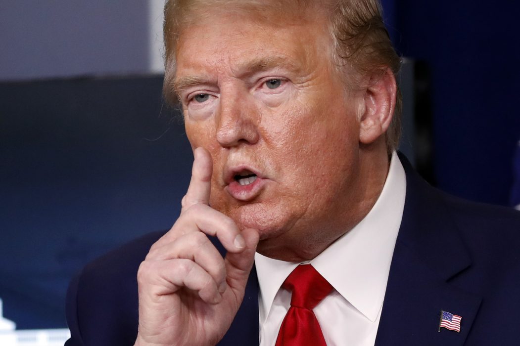 USA:s president Donald Trump vid sin presskonferens om kampen mot det nya coronaviruset i måndags.