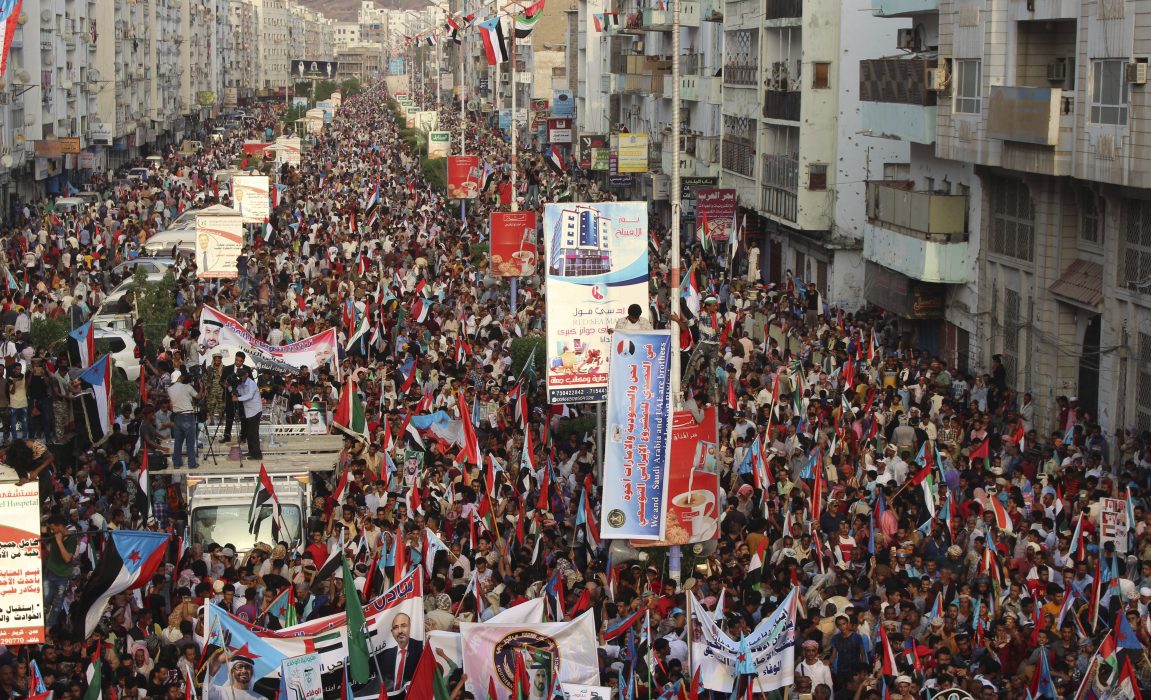 Separatister under en manifestation i Aden i södra Jemen i september i fjol.