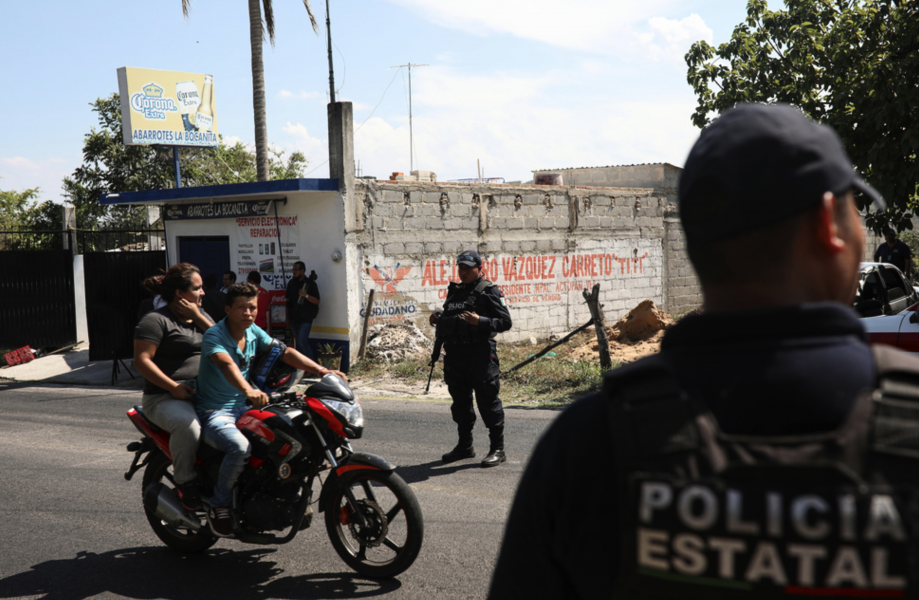 Polis på vakt i Actopan i den mexikanska delstaten Veracruz i augusti 2019, efter ett uppmärksammat mord på en journalist.