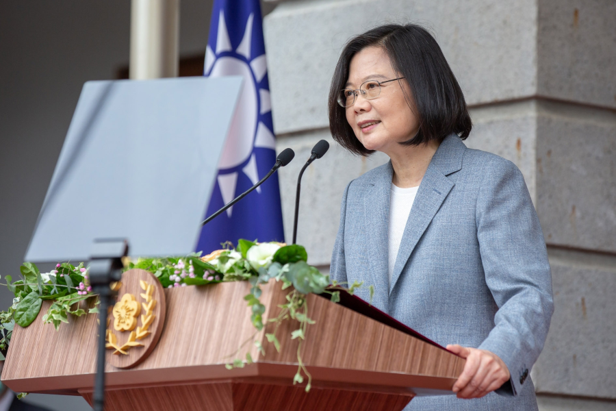 Tsai Ing-Wen under sitt installationstal.