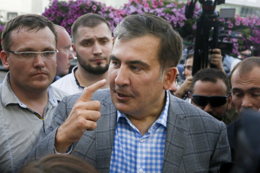Georgiens expresident Micheil Saakasjvili för ett år sedan när han återvände till Ukraina.