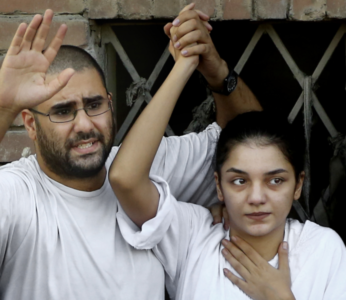 Regimkritekern Salaa Seif, här på bild tillsammans med sin nu fängslade bror Alaa Abdel Fattah 2014.