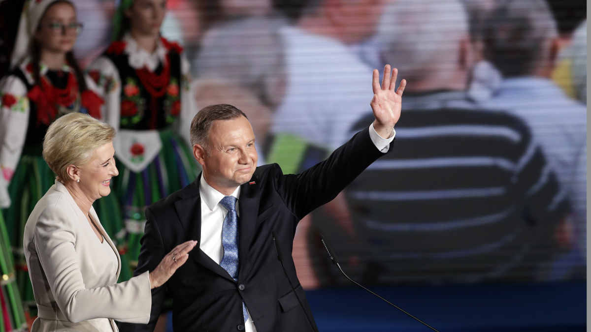 Polens president Andrzej Duda och hustrun Agata Kornhauser-Duda på söndagen.