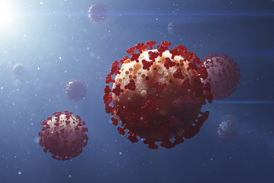 Förstoring av coronavirus.