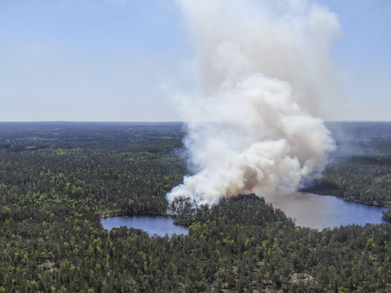 Skogbranden som rasar i Svartsjöns och Paradisets naturreservat i Haninge och Huddinge kommun, söder om Stockholm, uppges vara under kontroll.