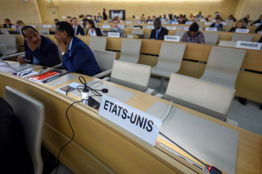 USA:s plats vid FN:s människorättsråd i Genève.