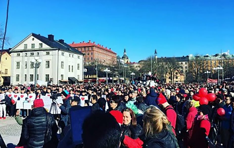 Röda tråden, en demonstration för de ensamkommande mars 2017.