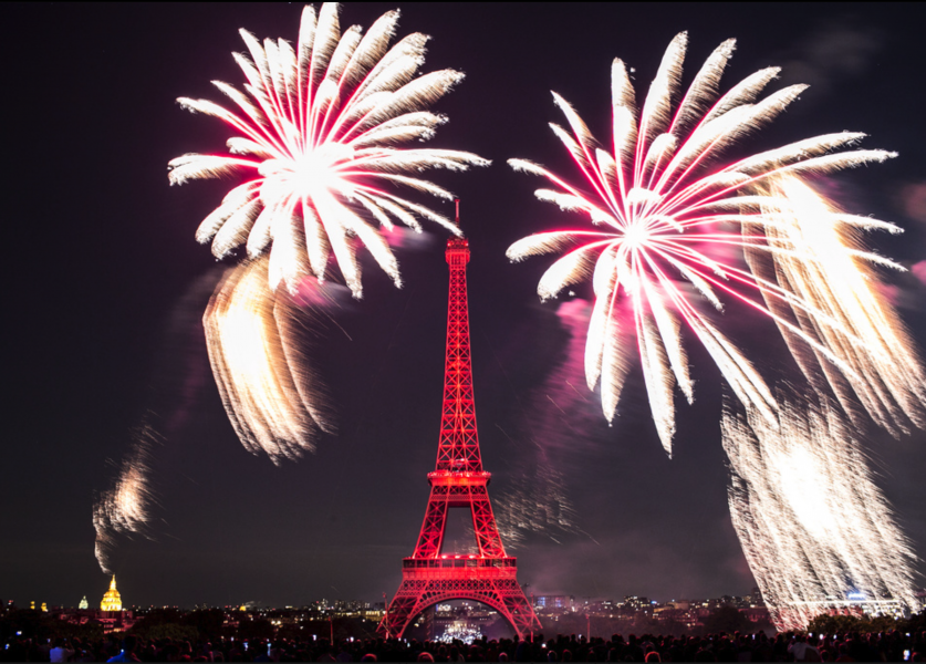 Det traditionsenliga fyrverkeriet vid Eiffeltornet blir av trots att Frankrike i år firar sin nationaldag i nedbantad skala.