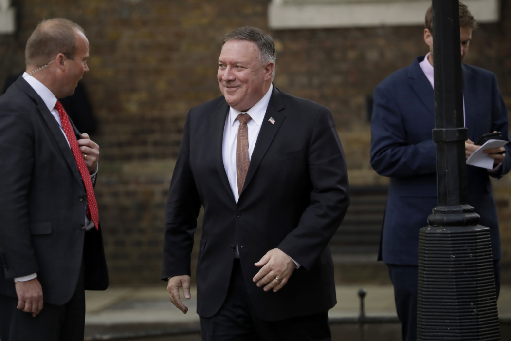 USA:s utrikesminister Mike Pompeo på Downing Street i London.