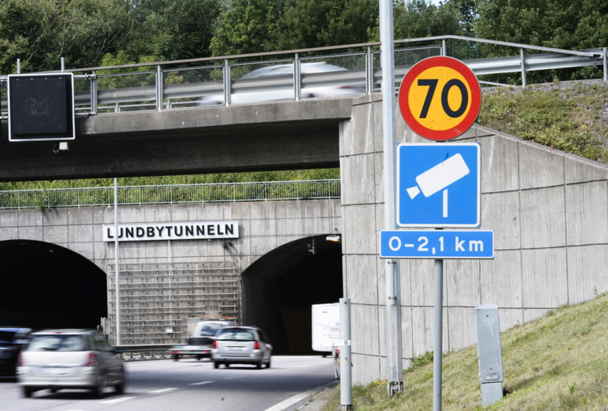 Lundbytunneln med fartkamera, Eriksbergsmotet.