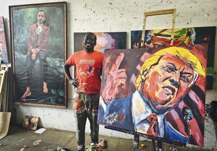 Evans Yegon, konstnär i Kenya, målar amerikanska presidenter.