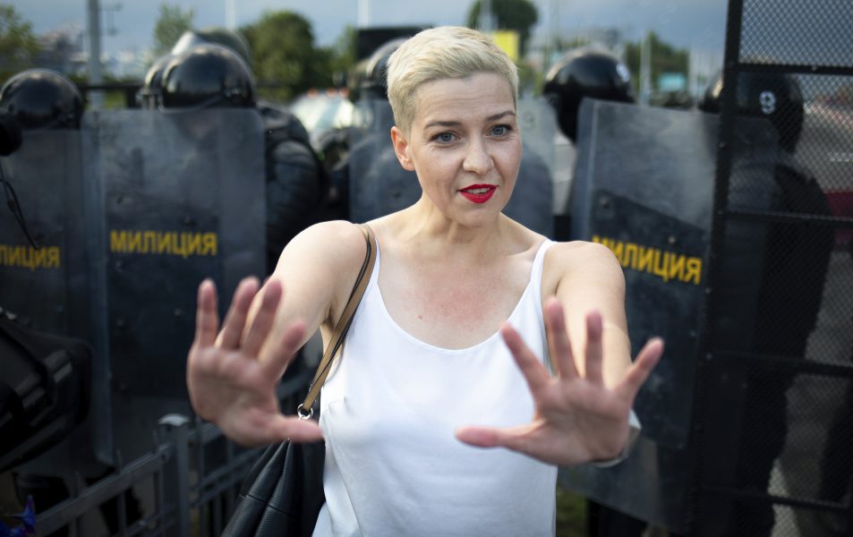 Oppositionsledaren Maria Kolesnikova riskerar ett flerårigt fängelsestraff sedan hon förts bort och satts i förvar i samband med protesterna.