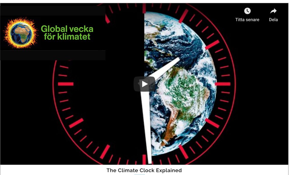 Konstnärerna Gann Golan och Andrew Boyds klimatklocka, där sekunderna tickar ner för att klara Parisavtalet.