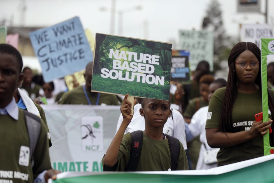 Klimatstrejk i Lagos, Nigeria 2019, i samband med Fridays For Future, 2019.