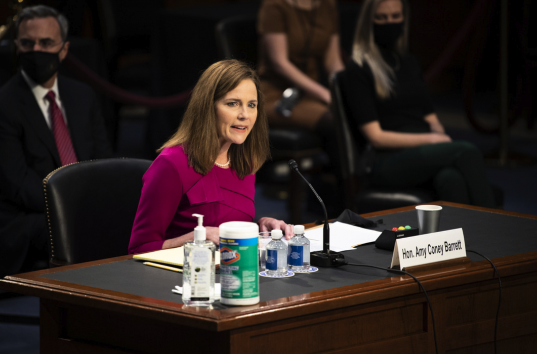 Amy Coney Barrett under veckans utfrågning.
