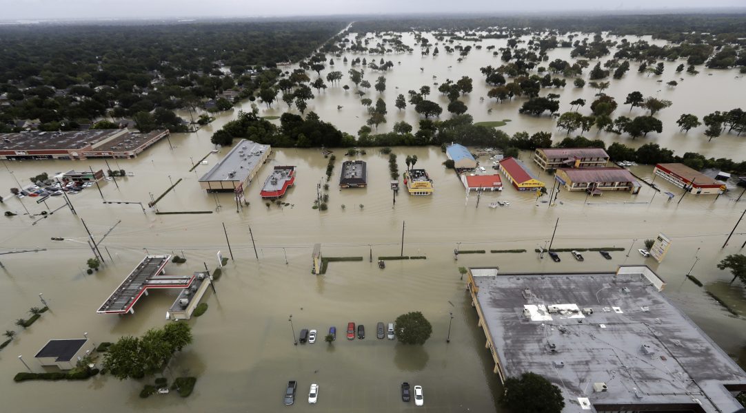 Resultatet av stormen Harveys framfart i Houston 2017.