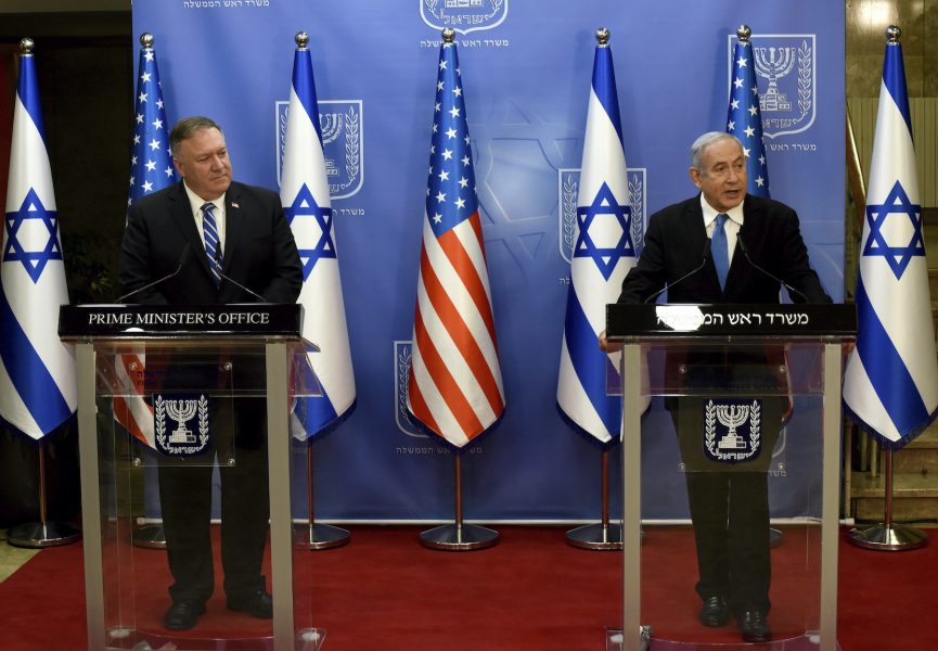 USA:s utrikesminister Mike Pompeo och Israels premiärminister Benjamin Netanyahu under ett tidigare besök, i augusti 2020.