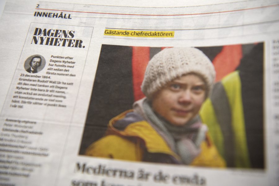 Miljökämpen och klimataktivisten Greta Thunberg, 17 år, var chefredaktör för Dagens Nyheter under en dag.
