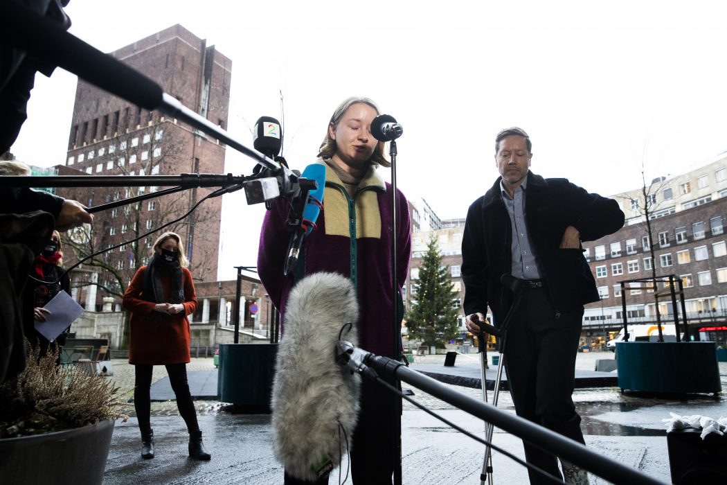 Frode Pleym, chef för Greenpeace Norge och Therese Hugstmyr Woie, ledare för Natur og ungdom var besvikna efter domen i det så kallade "klimatsrättsfallet" mot den norska staten