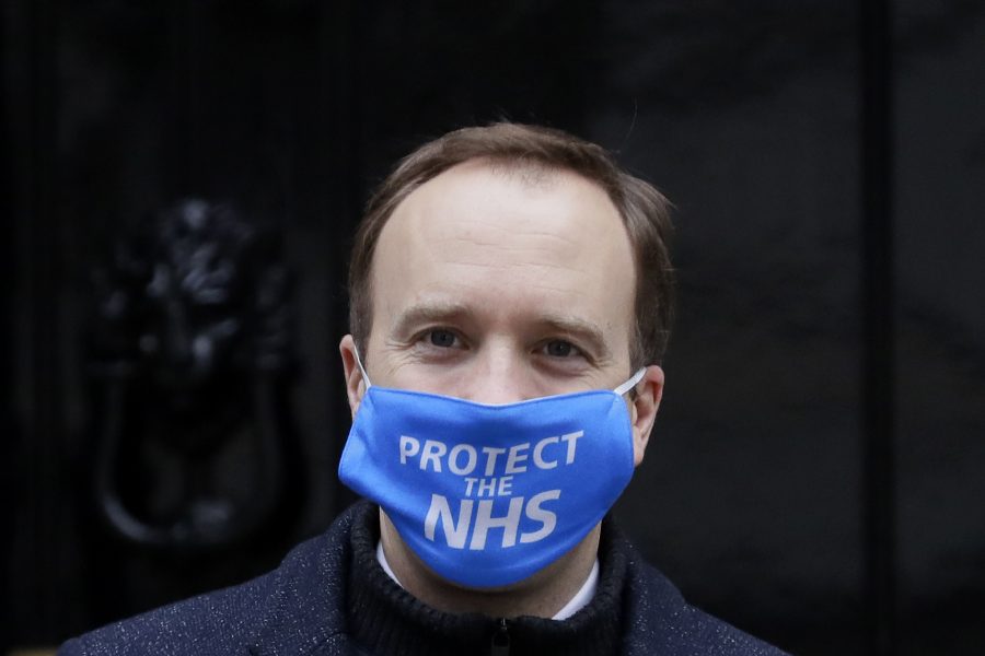 Matt Hancock på Downing Street i London på onsdagen.