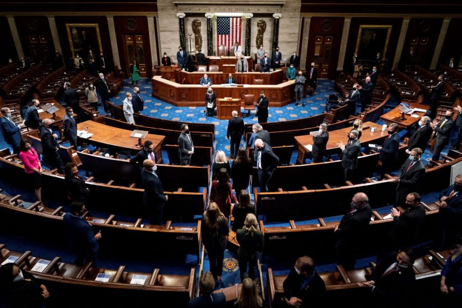 Onsdagens gemensamma omröstning för kongressens båda kamrar om godkännande av valresultatet, strax innan stormandet av Kapitolium.
