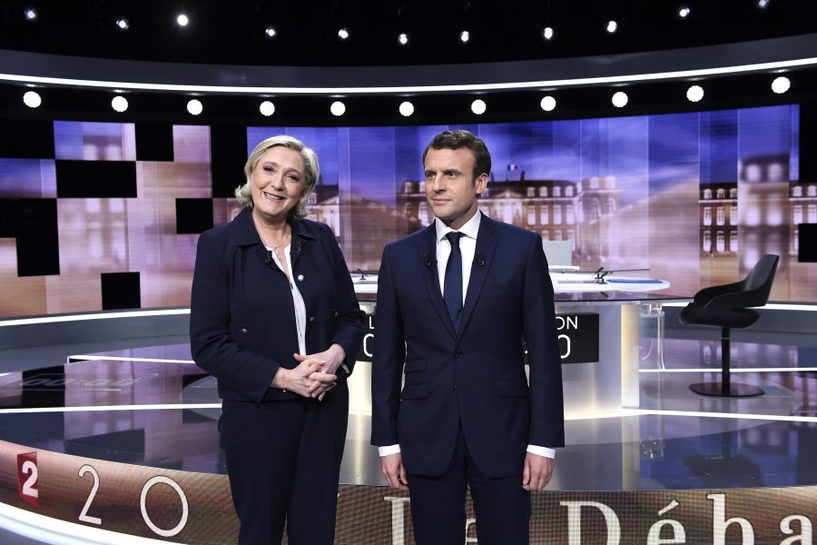 Marine Le Pen och Emmanuel Macron inför slutdebatten i valet 2017.