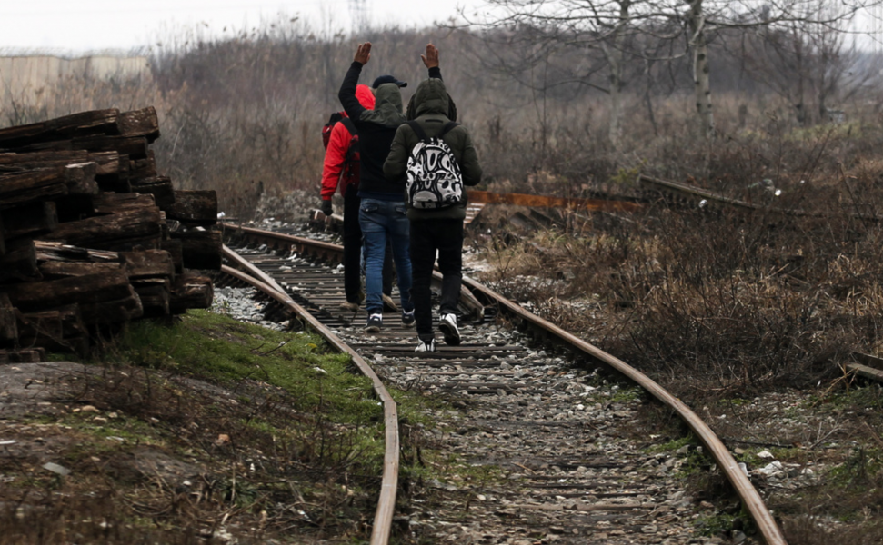Migranter på väg i centrala Europa.