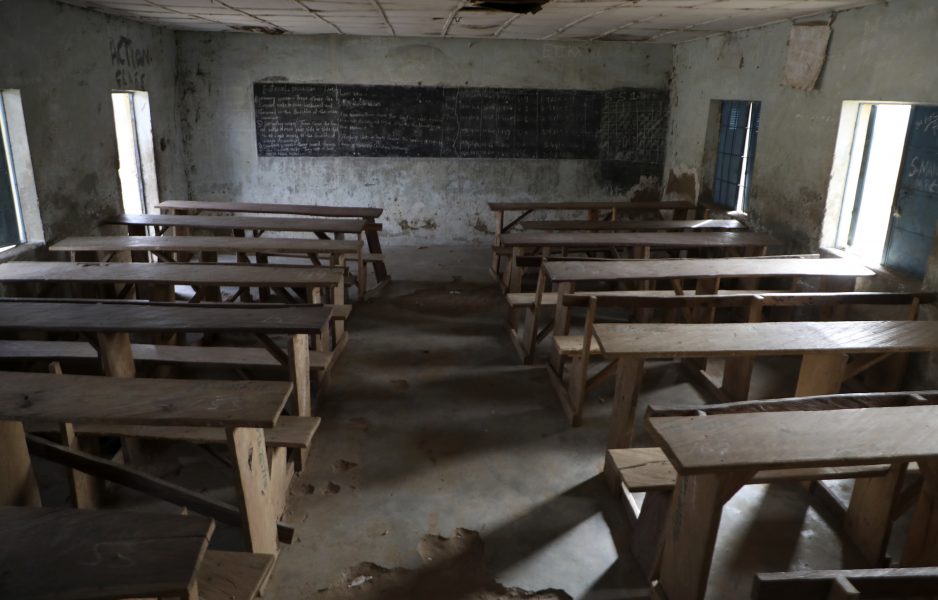 Ett tomt klassrum i Kagara, Nigeria.