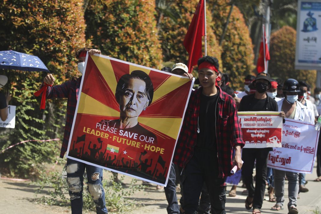 Demonstrationerna mot militärstyret i Myanmar.