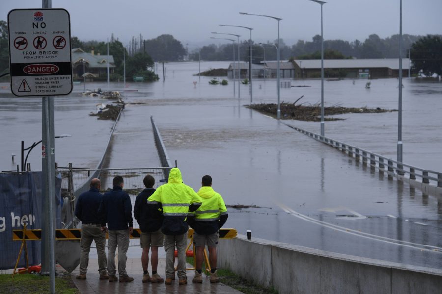 Hawkesburyfloden i Windsor nordväst om Sydney är översvämmad.