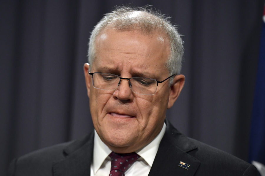 Australiens premiärminister Scott Morrison på en presskonferens förra veckan, där han lovade ta itu med de skandaler som skakat det politiska etablissemanget.