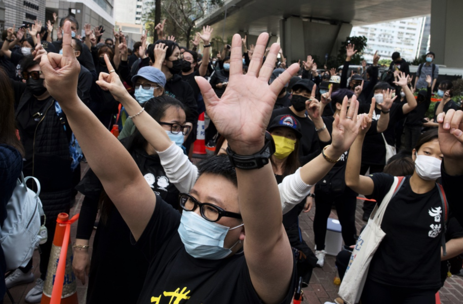 Prodemokratisk demonstration i Hongkong tidigare i år.