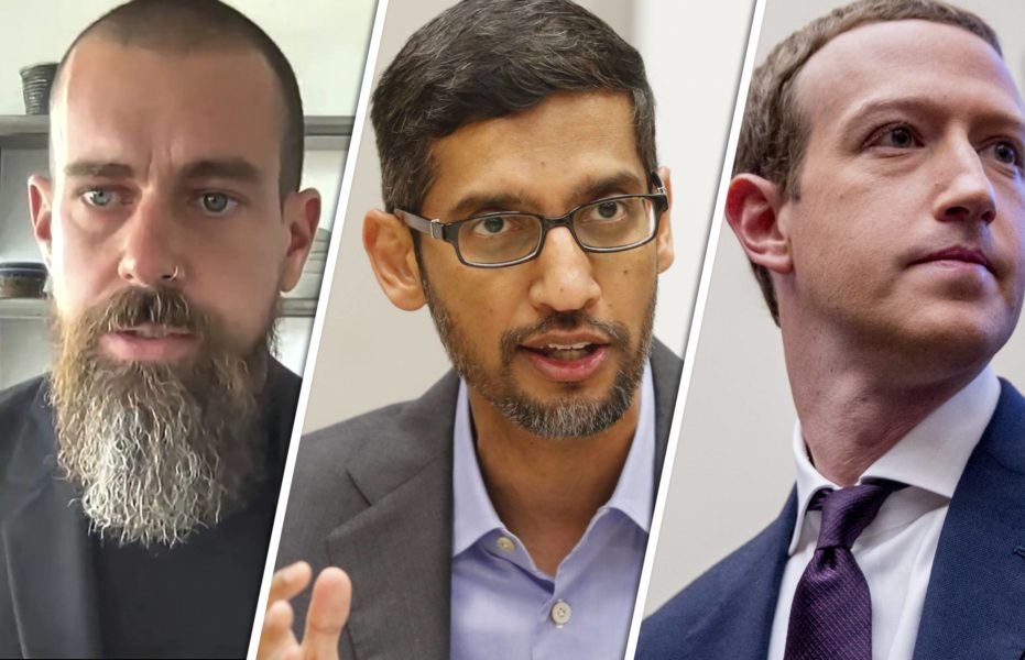 Jack Dorsey, Sundar Pichai och Mark Zuckerberg fick motta skarp kritik under torsdagens utfrågning i den amerikanska kongressen.