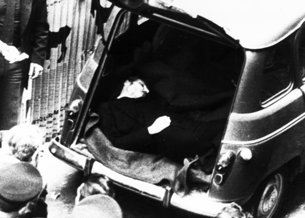 Italienske politikern Aldo Moro kidnappades den16 mars 1978 och hans fem livvakter dödats.